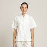 Klara Set Of 2 - Shawl Collar Top & Barrel Leg Pants - Ecru